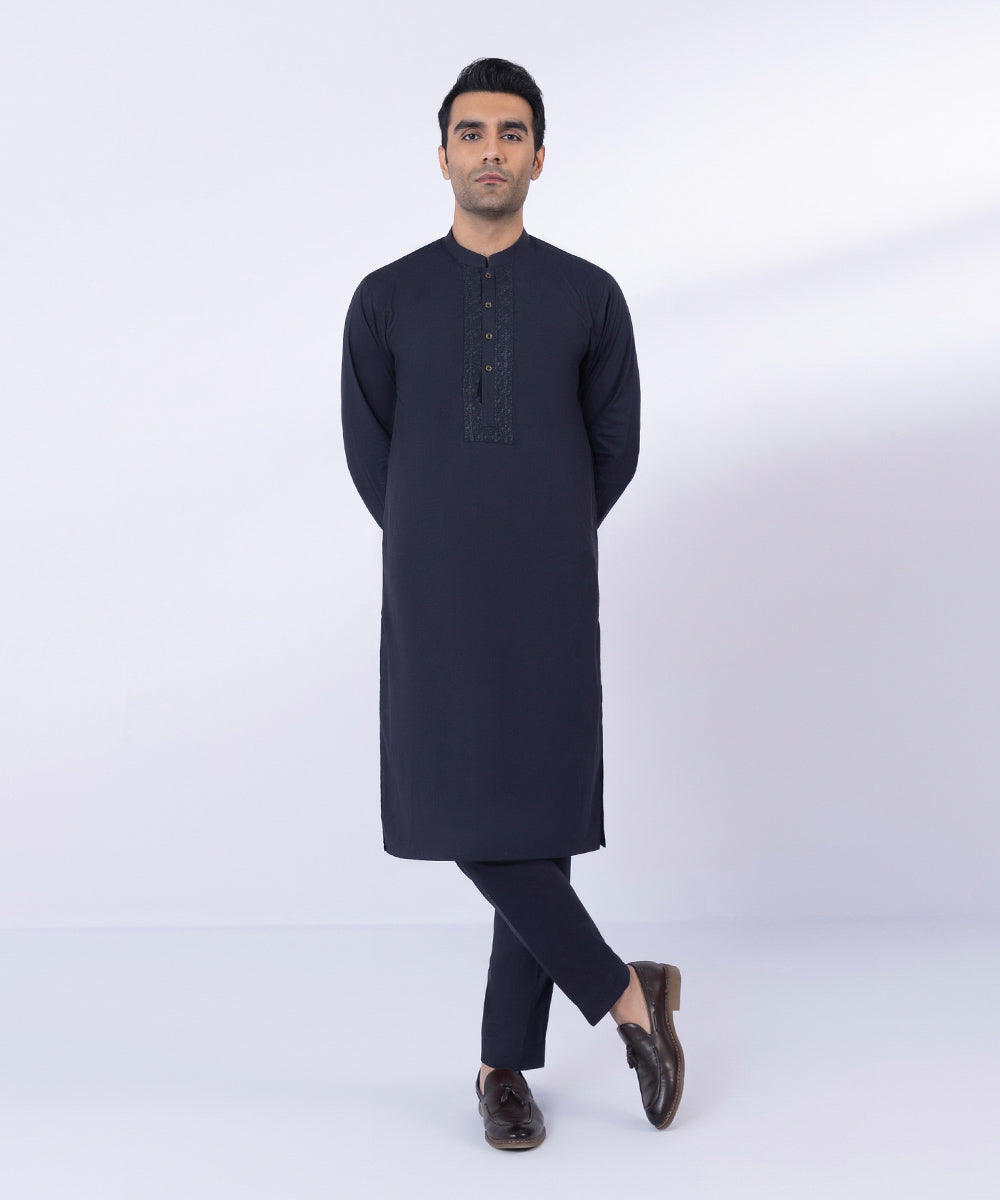 Sapphire | Men's Outfits | Embroidered Cotton Suit 22 - House of Faiza