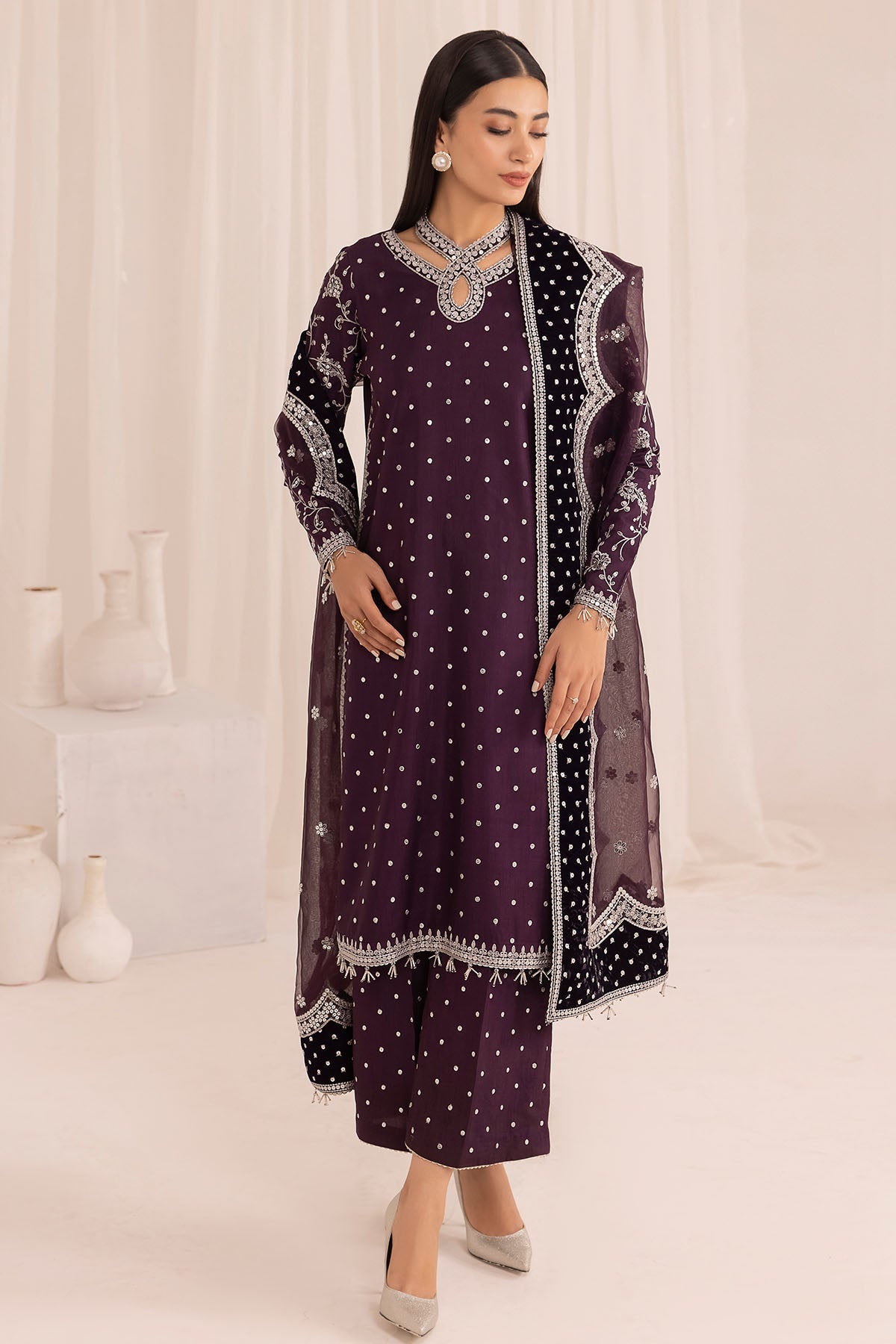 Jazmin | Formals | Embroidered Raw Silk UR-7011 - House of Faiza