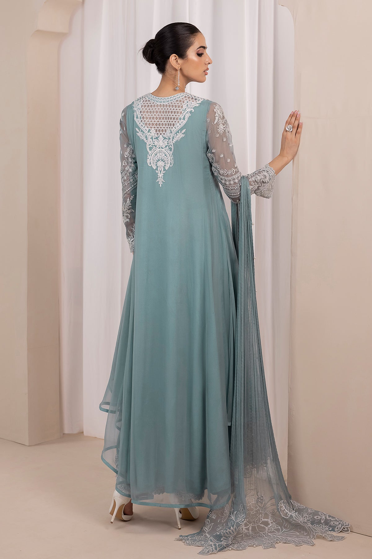Baroque | EMBROIDERED CHIFFON FROCK | PR-845 - House of Faiza