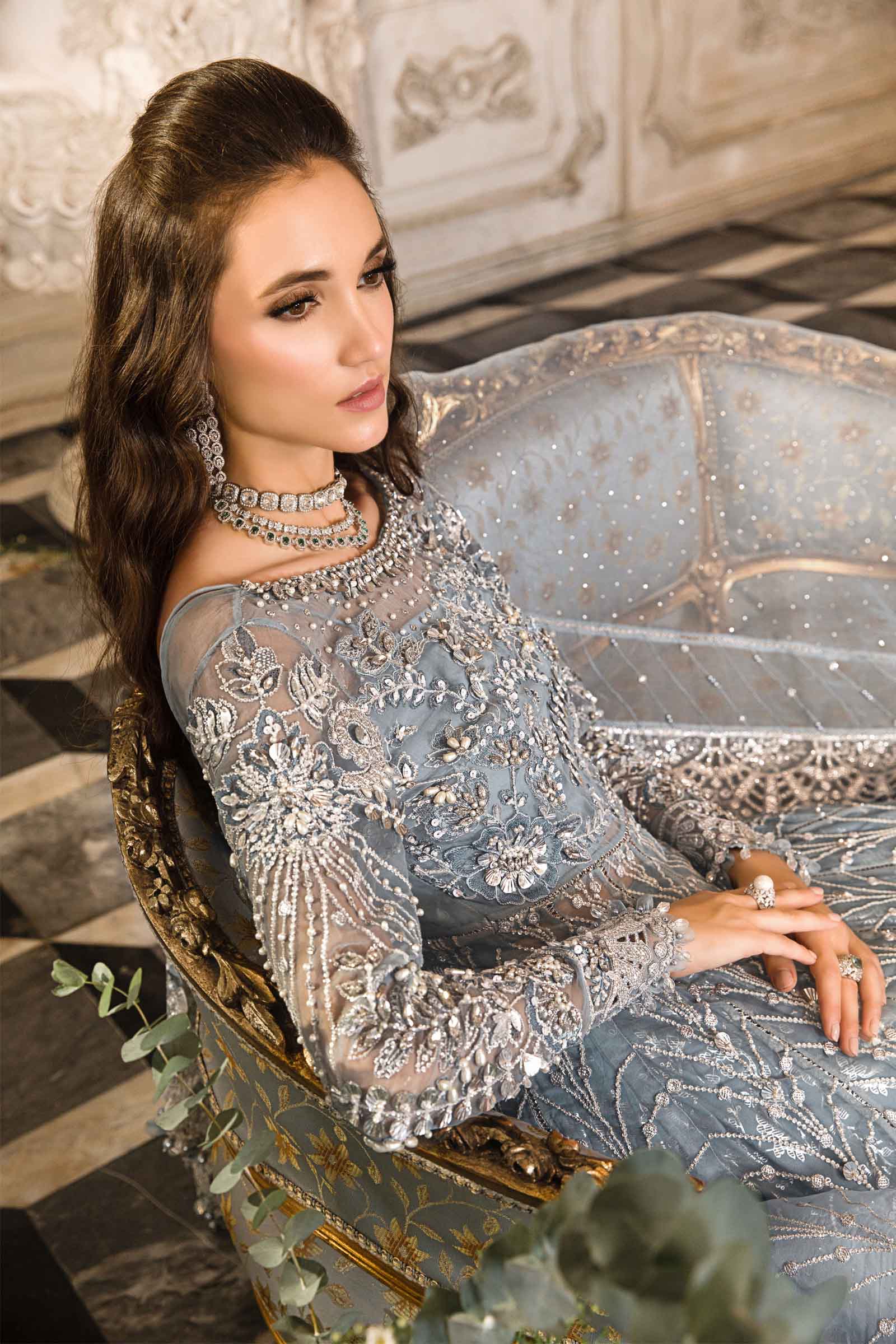 Maria.B. | Mbroidered Wedding Edition '23 | Ice Blue BD-2702 - House of Faiza