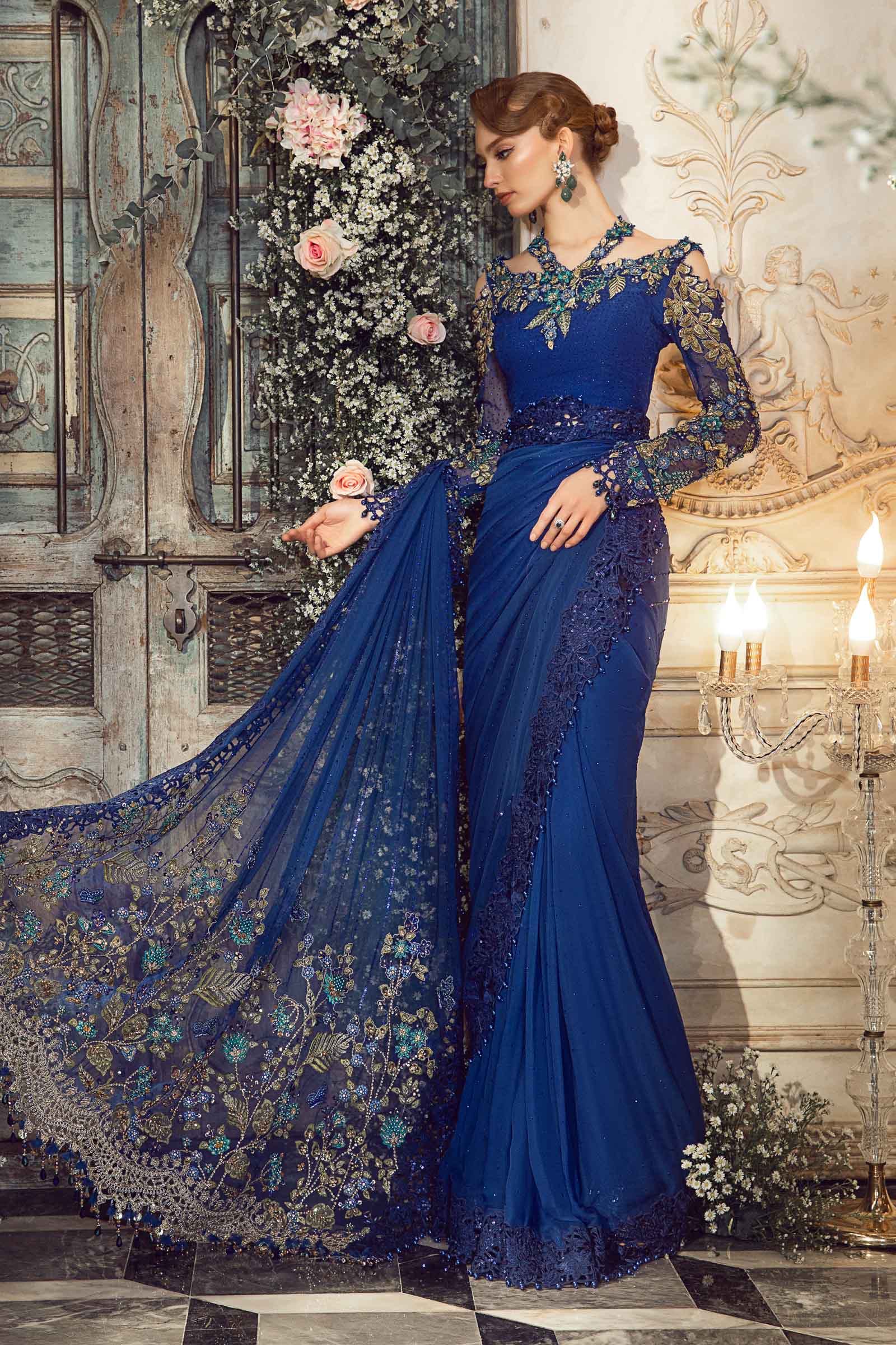 Maria.B. | Mbroidered Wedding Edition '23 | Cobalt Blue BD-2704 - House of Faiza