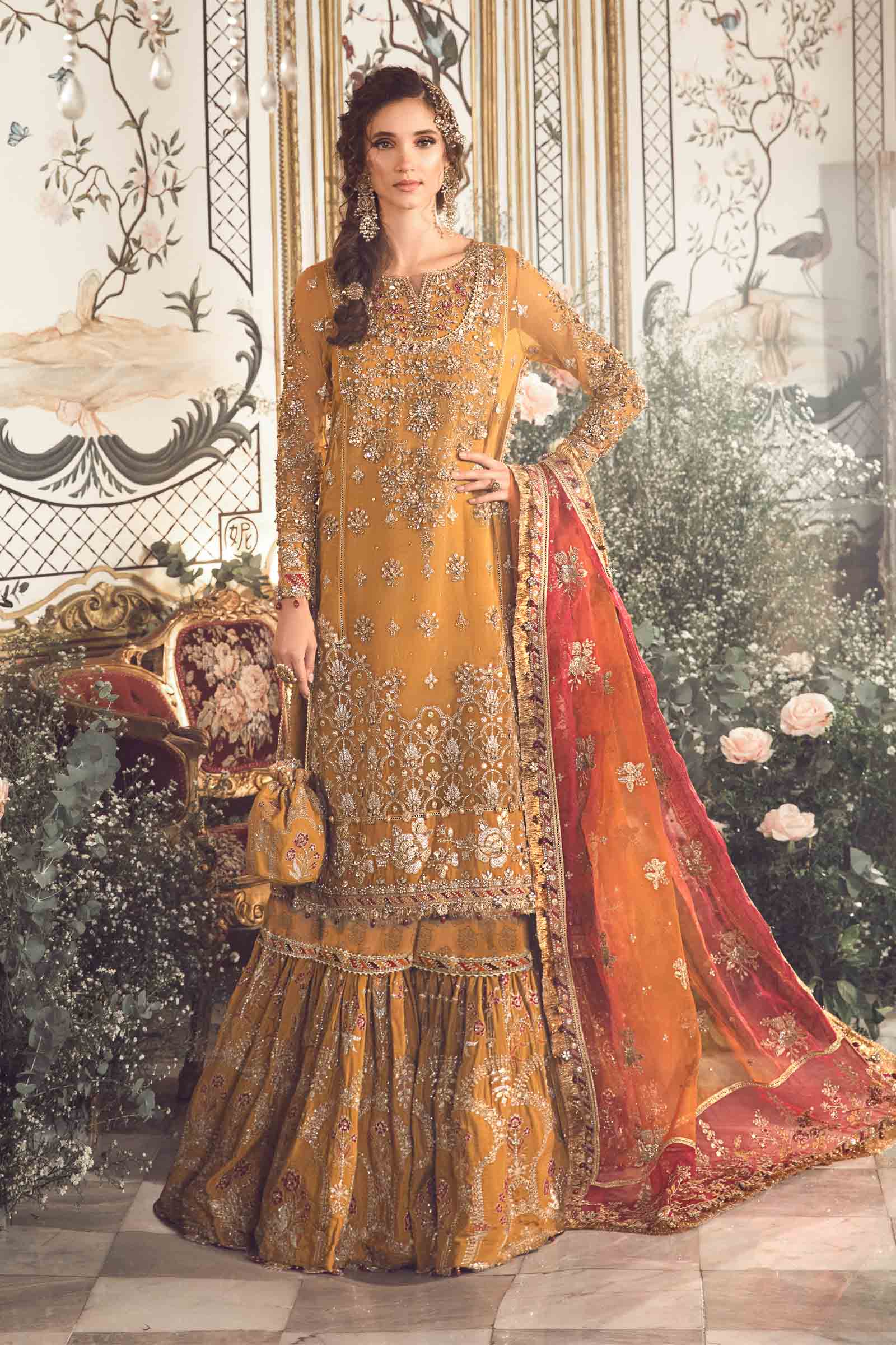 Maria.B. | Mbroidered Wedding Edition '23 | Mustard BD-2707 - House of Faiza