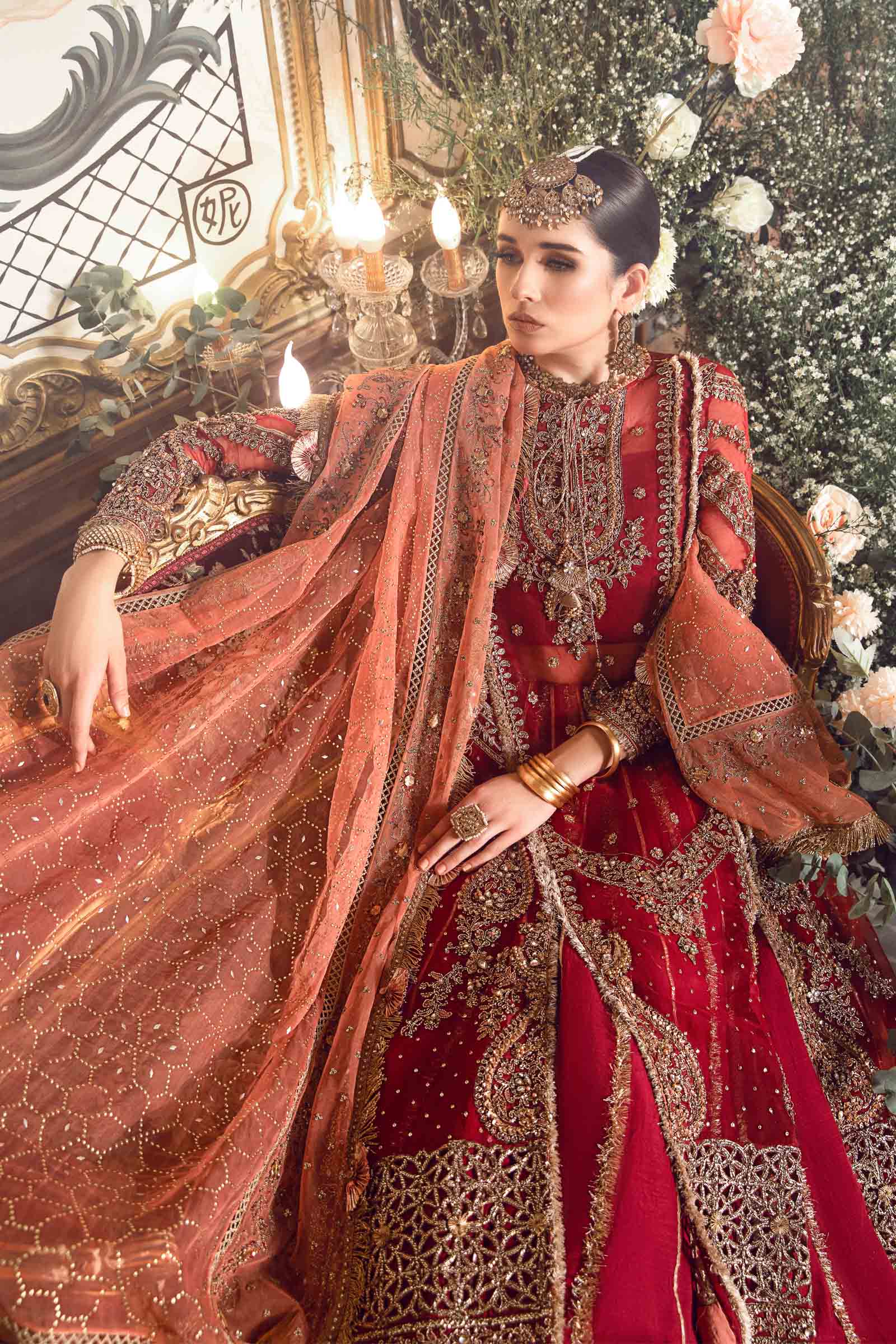 Maria.B. | Mbroidered Wedding Edition '23 | Maroon BD-2708 - House of Faiza