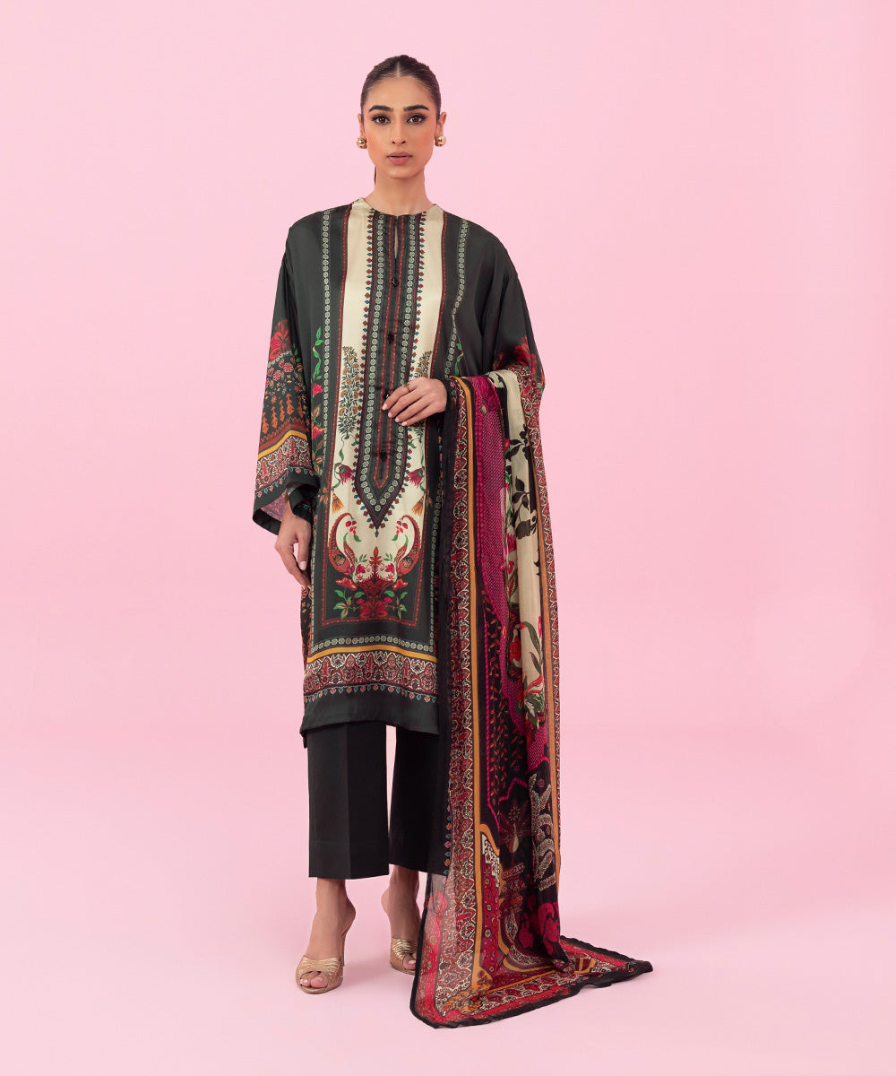 Sapphire | Silk Tunics | 2 Piece - Printed Silk Suit - House of Faiza