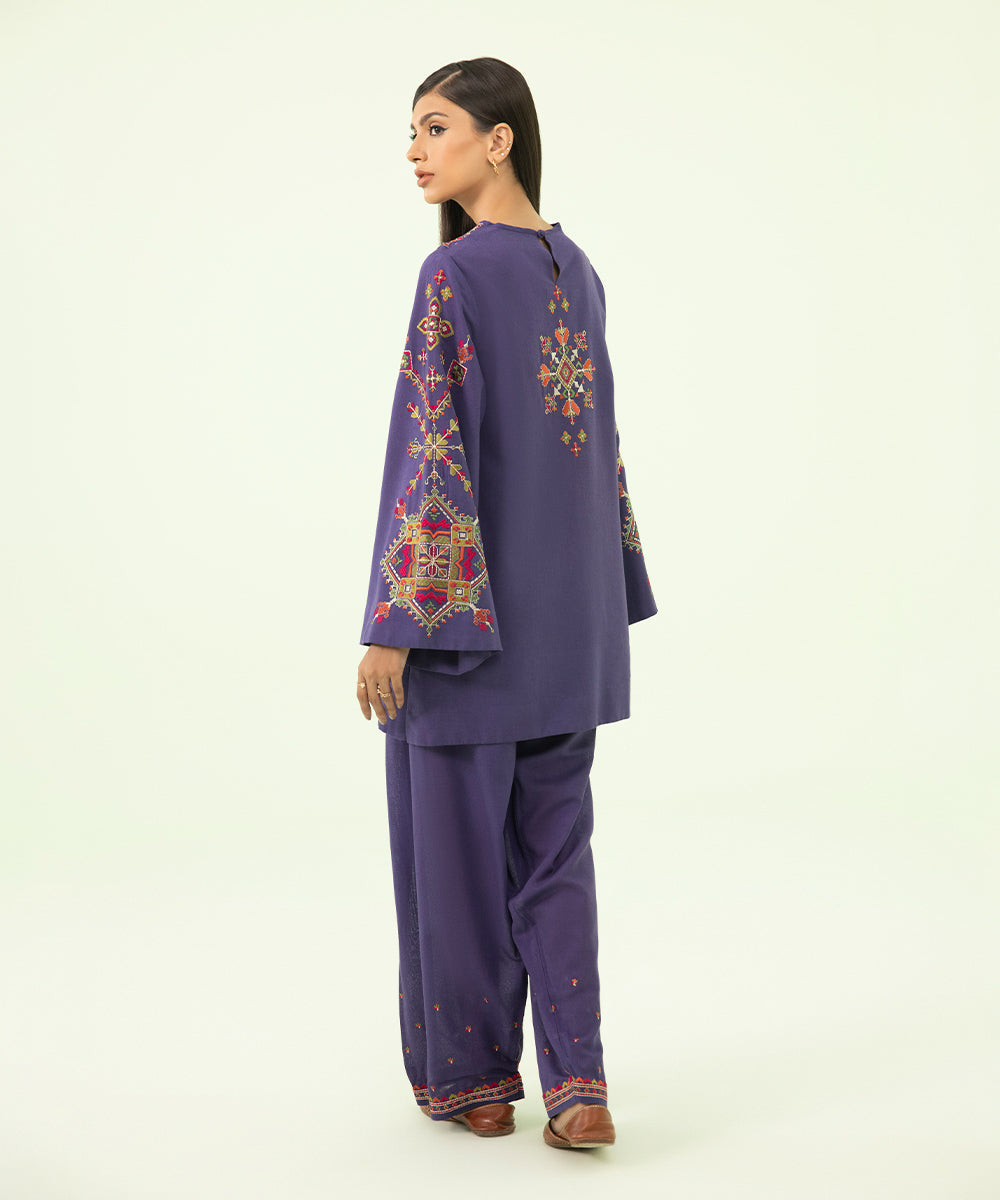 Sapphire | Fall Winter '23 | 2 Piece - Embroidered Cotton Karandi Suit - House of Faiza