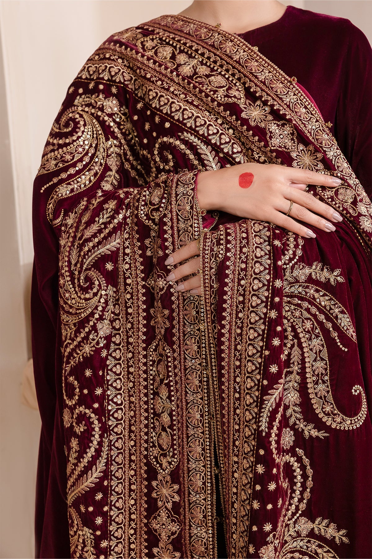 Baroque | Embroidered Velvet Shawls | VS-44 - House of Faiza