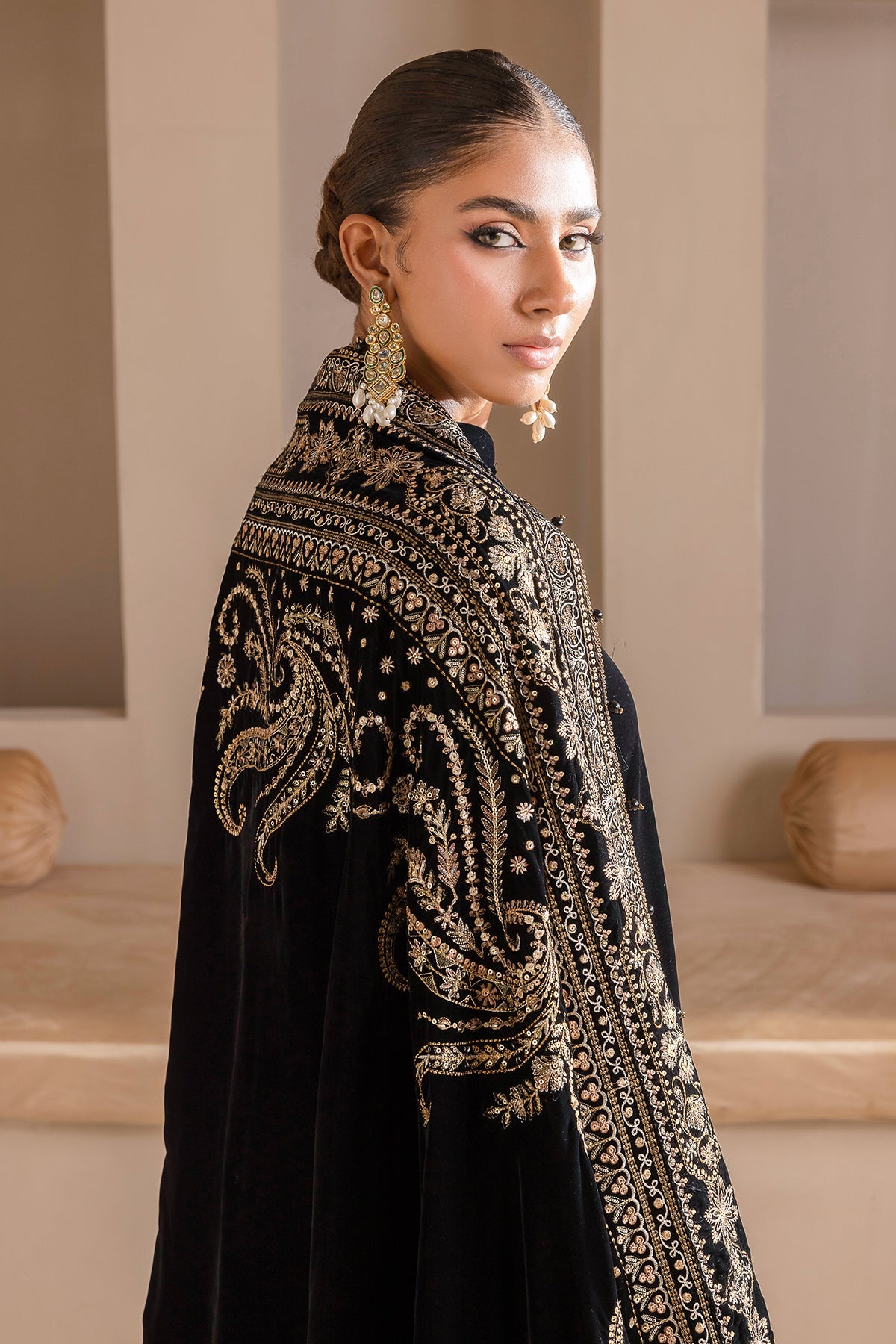 Baroque | Embroidered Velvet Shawls | VS-43 - House of Faiza